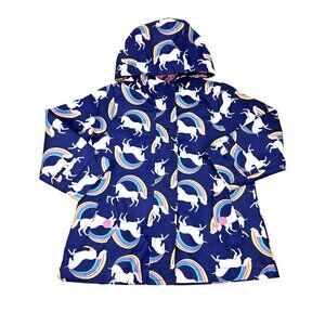 Carters Girls 3T Blue Unicorn & Rainbow Rain Jacket 4139